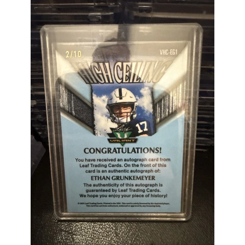 2025 Leaf High Ceiling - Autograph Ethan Grunkemeyer VHC EG1 /10 Football